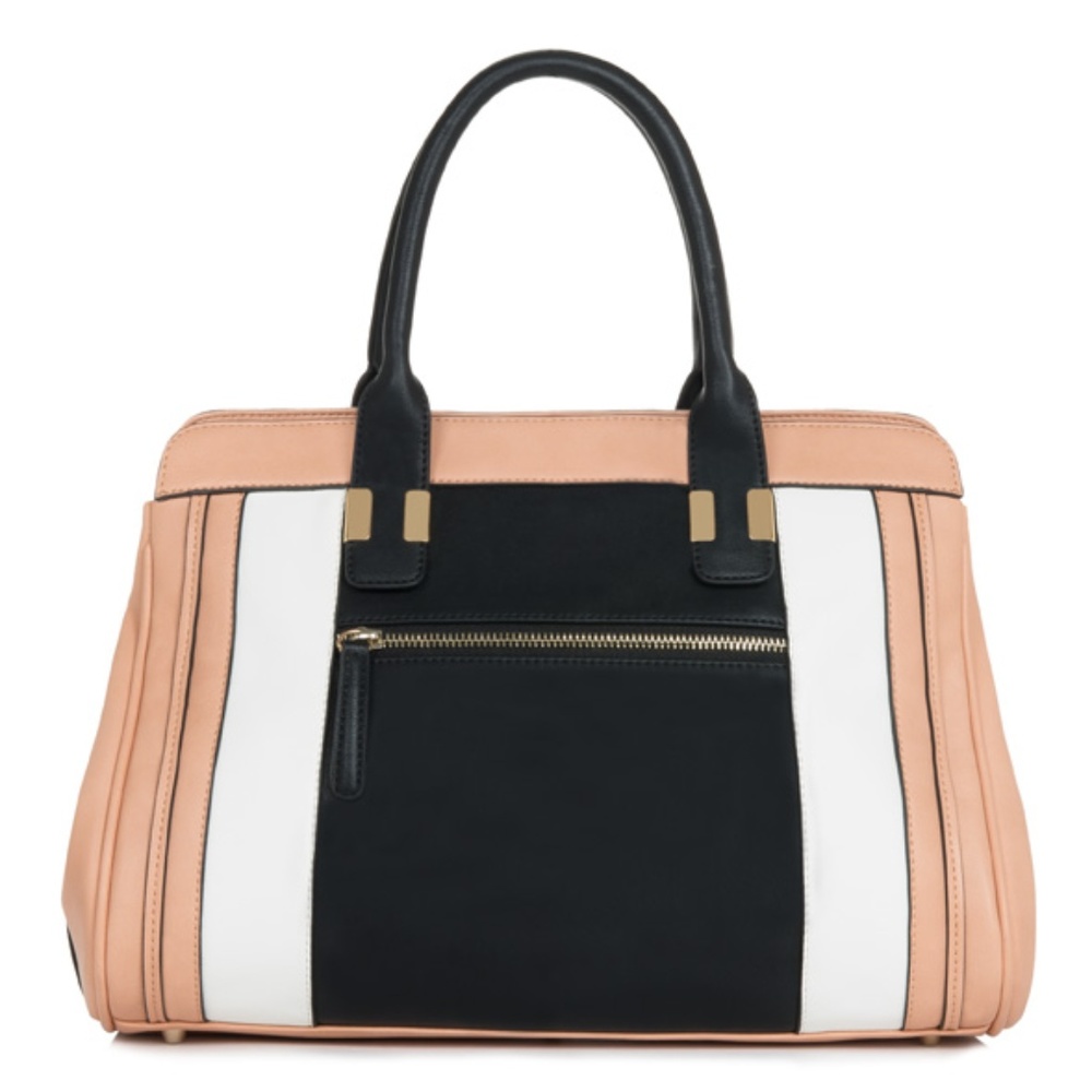 Colorblock Tote Satchel Blush Nude Handbag NWT